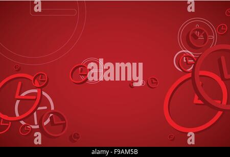 Clocks on red background Stock Vector