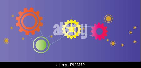 Cogs wheels on purple background Stock Vector