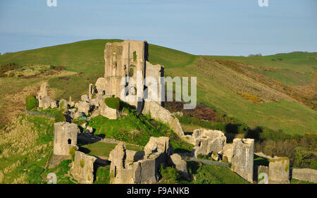 Corfe Castle from West Hill, Purbeck,Dorset Stock Photo