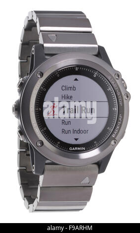 Garmin Fenix Sapphire wrist watch GPS device. Stock Photo