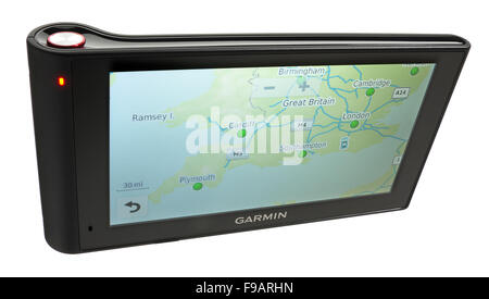 Garmin Nuvi. Vehicle based GPS satellite navigation. Also gives spoken directions and has a built in dash cam. Stock Photo