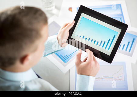 Businessman is reading business graphs and charts Stock Photo