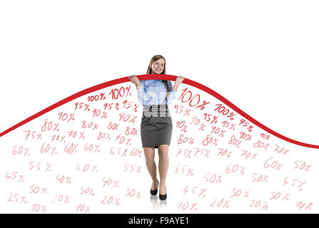 Business woman is trying to increase market statistics. Stock Photo