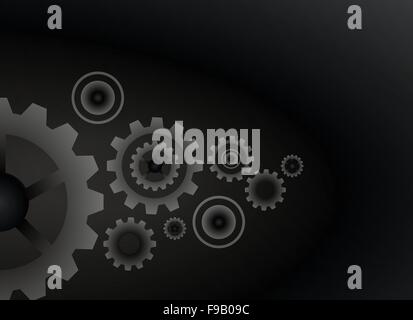 Cogs wheels black color background Stock Vector