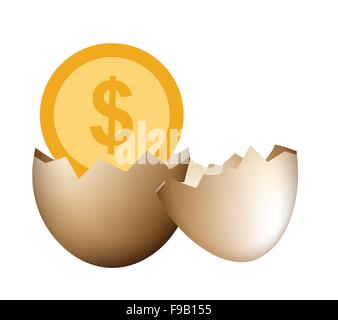 Money in egg business firnace concept Stock Vector
