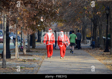 santa run 5k prospect park brooklyn 2015 Stock Photo