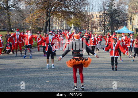 santa run 5k prospect park brooklyn 2015 Stock Photo