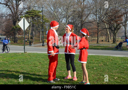 santa run 5k prospect park brooklyn 2015 Stock Photo