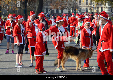 santa run 5k prospect park brooklyn 2015 Stock Photo