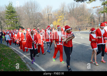 santa run 5k prospect park brooklyn 2015 Stock Photo