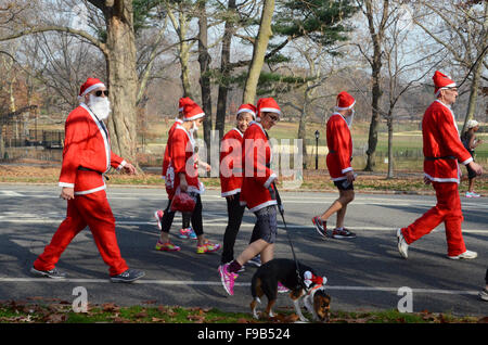 santa run 5k prospect park brooklyn 2015 Stock Photo