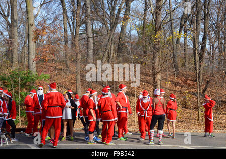 santa run 5k prospect park brooklyn 2015 Stock Photo