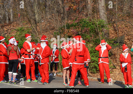 santa run 5k prospect park brooklyn 2015 Stock Photo