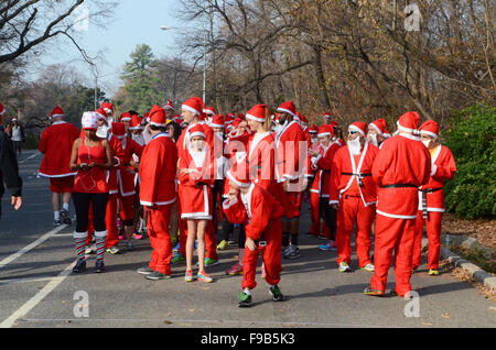 santa run 5k prospect park brooklyn 2015 Stock Photo