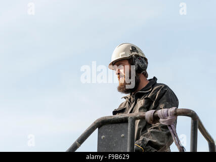 Worker with helmet Stock Photo