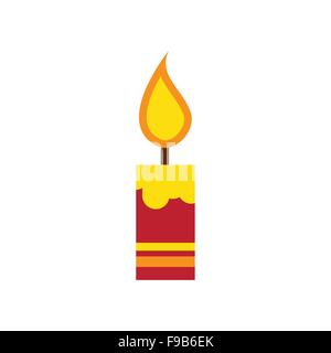 flat icon with long shadow Christmas candle Stock Vector
