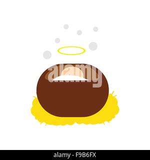 flat icon with long shadow Jesus in manger Stock Vector