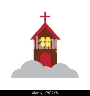 flat icon with long shadow Christmas church Stock Vector