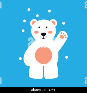 flat icon on blue background northern bear Stock Vector