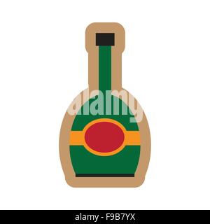 flat icon on white background bottle champagne Stock Vector