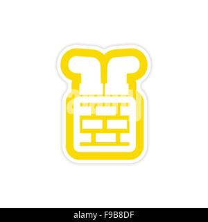 paper sticker on white background Santa in chimney Stock Vector