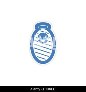 paper sticker on white background baby Jesus Stock Vector