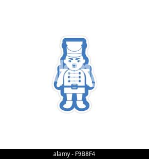 paper sticker on white background Christmas Nutcracker Stock Vector