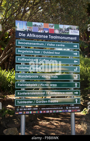 Taal Monument Sign at Paarl in the Western Cape Stock Photo