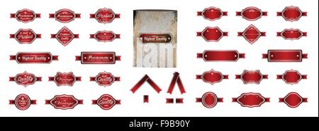 Luxury red silver premium vintage labels Stock Vector