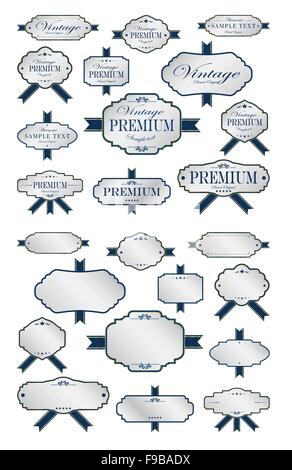 Luxury blue labels and blank labels template Stock Vector