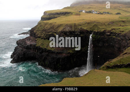 Waterfall at Gásadalur Vágar Island Faroe Islands