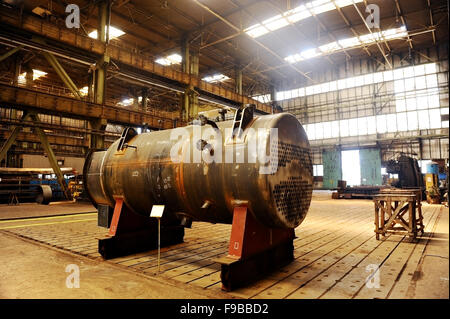 Industrial shot with the interior of an old heavy duty factory Stock Photo