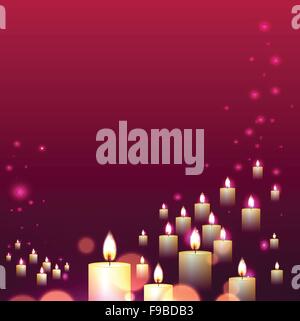 candle light line fall on pink background Stock Vector