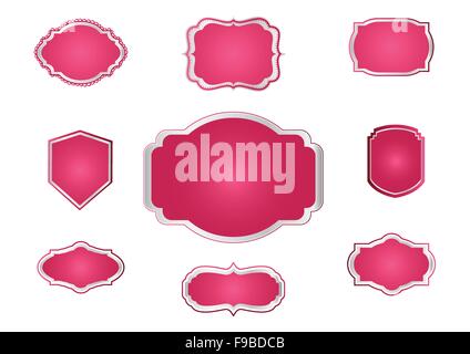 Blank Premium label and budges pink and silver Stock Vector