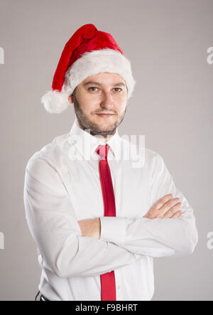 Handsome christmas man is posing in studio Stock Photo