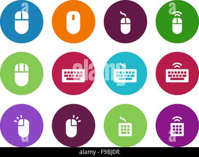 Computer mouse circle icons on white background. Stock Vector