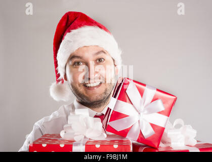 Handsome christmas man is posing in studio Stock Photo