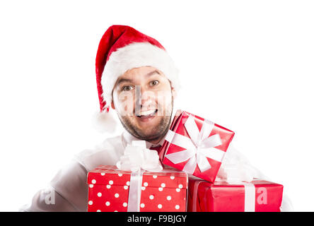 Handsome christmas man is posing in studio Stock Photo