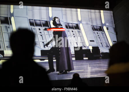 Roma, Italy. 15th Dec, 2015. Gathering of Star Wars fans, right before the long awaited release of the seventh episode of the star wars saga. Credit:  Davide Bosco/Pacific Press/Alamy Live News Stock Photo