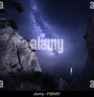A beautiful night landscape with the Milky Way Stock Photo - Alamy