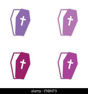 Set stickers bright coffins on white background Stock Vector