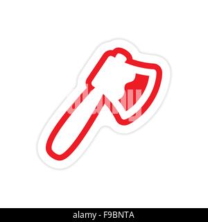 Sticker bloody ax on a white background Stock Vector
