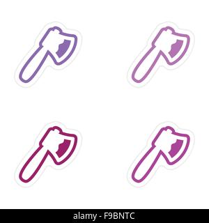 assembly stickers bloody ax on a white background Stock Vector