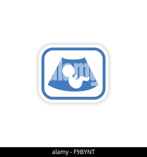 paper sticker on white background baby ultrasound Stock Vector