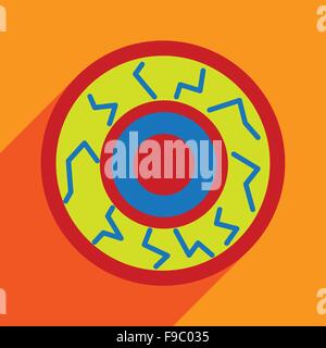 Flat with shadow icon and mobile application eyeball zombies Stock Vector