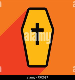 Flat with shadow icon and mobile application coffin Stock Vector