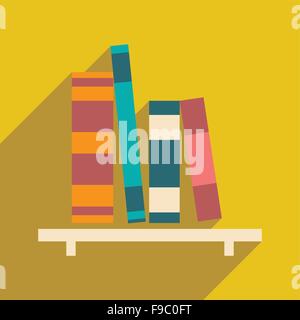 Flat with shadow icon and mobile application bookshelf Stock Vector