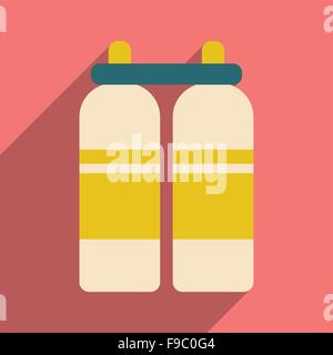 Flat with shadow icon and mobile application air cylinders Stock Vector