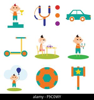 Flat with shadow concept and mobile application child's play Stock Vector