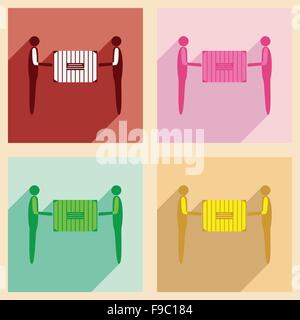 Flat with shadow concept and mobile application movers box Stock Vector